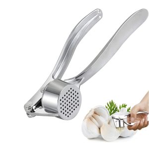 1pc Premium Stainless Steel Garlic Press with Clove and Ginger Grinder, Durable Zinc Alloy Kitchen Gadget for Cooking