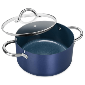 MICHELANGELO Stock Pot With Lid, 5 Quart Nonstick Cooking Pot, Ceramic Soup Pot Induction Compatible, Non Stick Pot With Stainless Steel Handle, 5 Quart Nonstick Pot For Cooking Blue