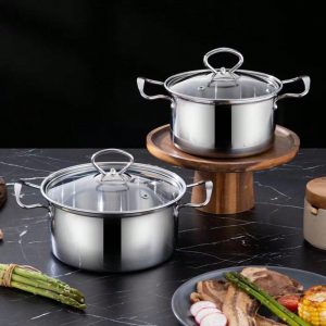 Stainless Steel Thickened Soup Pot, Suitable For Hot Pot, Boiling Soup, Cooking Noodles, Porridge, Etc. Compatible With Induction Cooker, Gas Stove, Electric Ceramic Stove. Ideal For Home Use, Fast Food, Restaurant, Canteen, Picnic, Etc. Silver