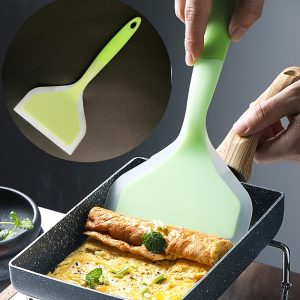 Fluorescent Green Tamagoyaki Silicone Spatula for Non-Stick Pans, Iron Plates, and Grilling - Kitchen Tools