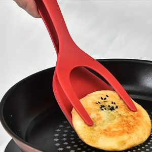 1pc, 2-in-1 Nylon Frying Spatula & Tong, Egg Spatula, Pancake Turner, Baking Tools for Kitchen