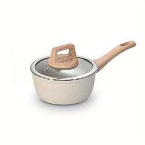 BRODARK 1pc Wooden Handle Milk Pot, Non-stick Milk Pot, Household, Dormitory Multi-functional Cooker, Gas Stove Set